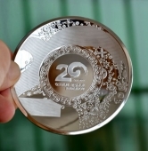 招商證券公司20周年純銀銀盤(pán)制作,純銀紀(jì)念盤(pán),銀盤(pán)定做